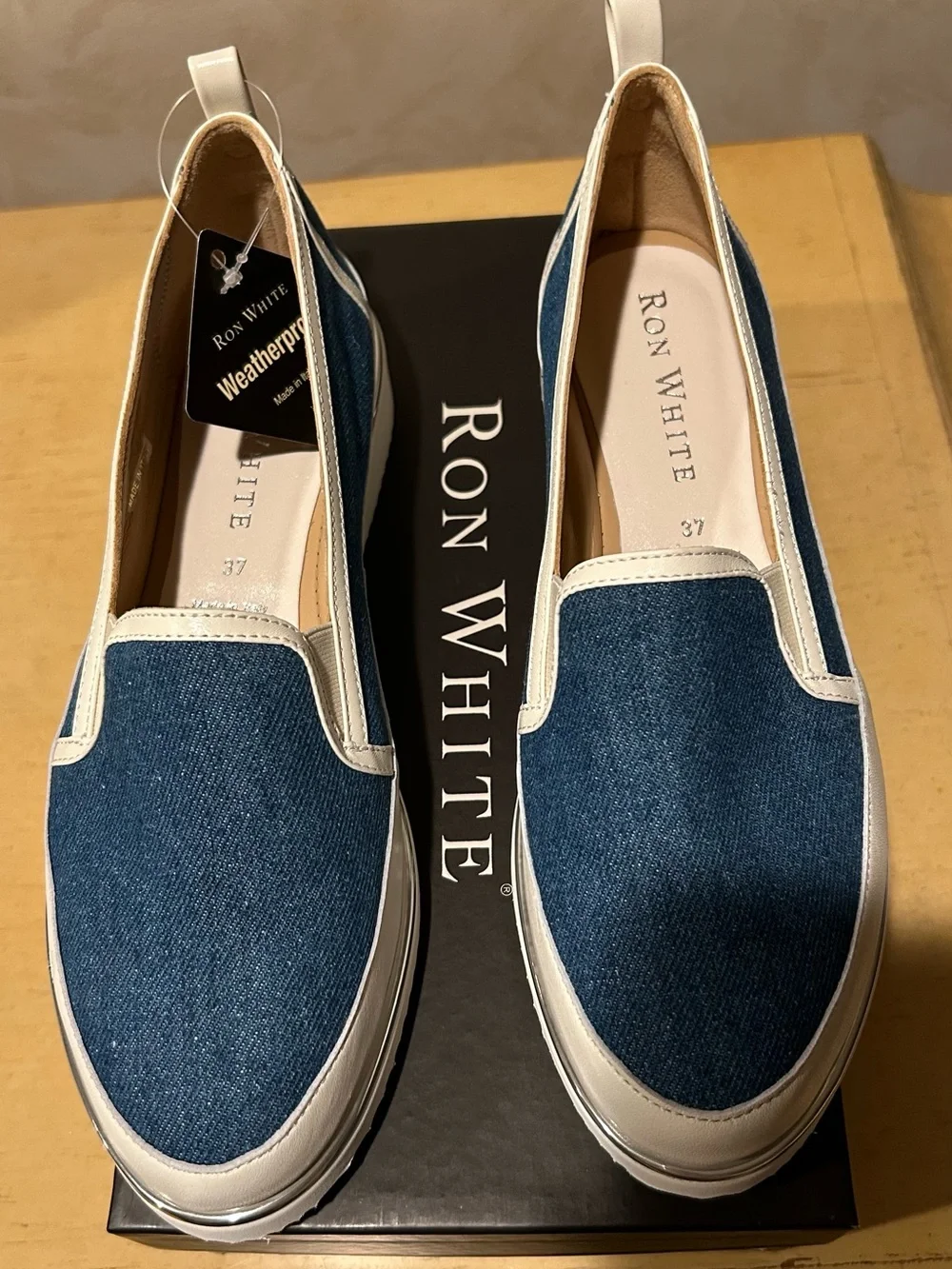 Ron white Melanie slip on denim fabric wedge in size 37 euro us 6.5